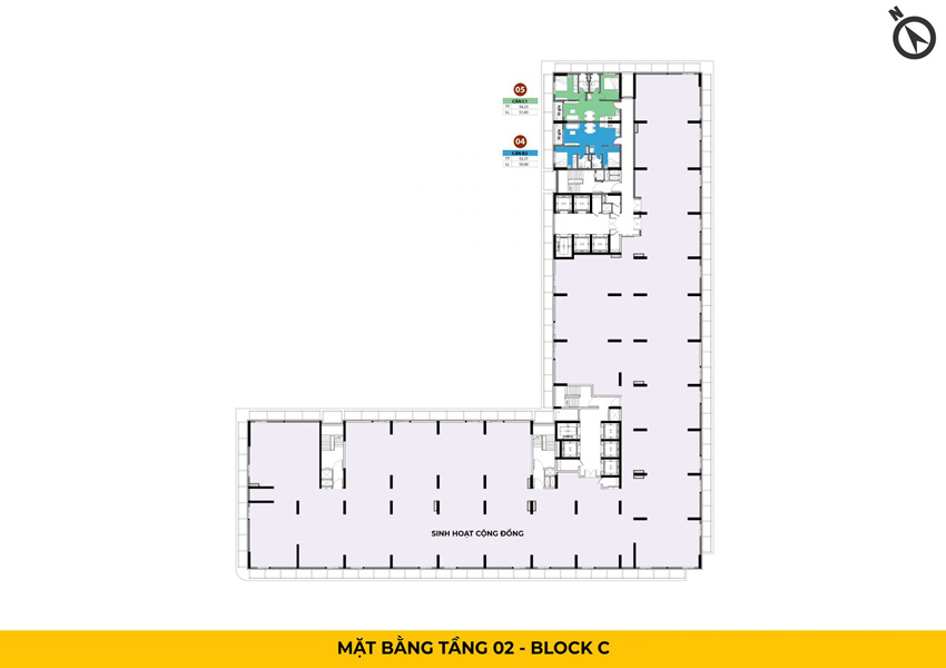 Mặt bằng tầng 2 Bcons Center City
