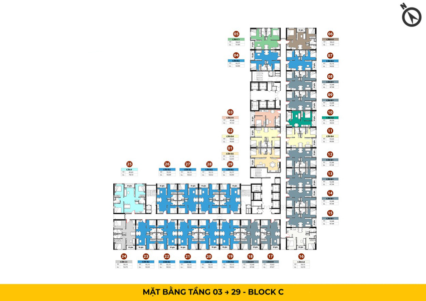 Mặt bằng tầng 3-29 Bcons Center City