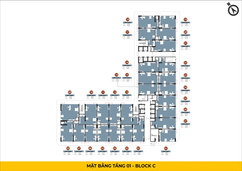 Mặt bằng tầng trệt Bcons Center City