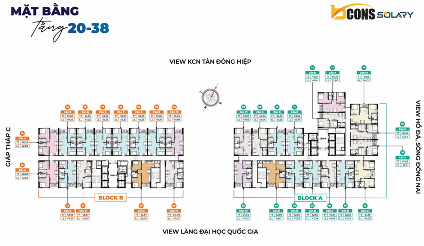 Mặt bằng Bcons Solary tầng 20-38