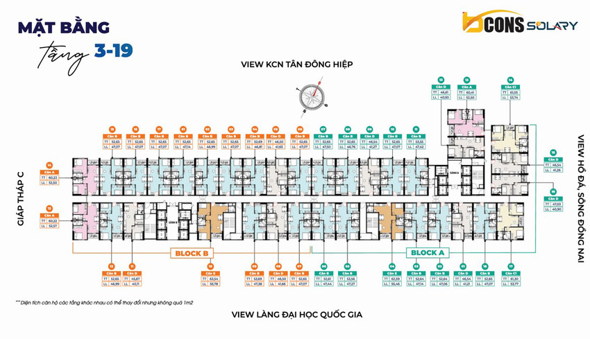 Mặt bằng Bcons Solary tầng 3-19