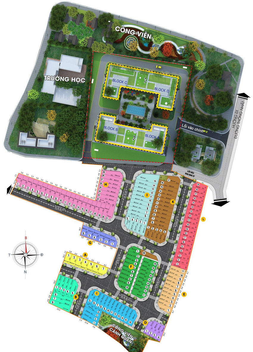 Mặt bằng tổng thể nhà phố Bcons Plaza