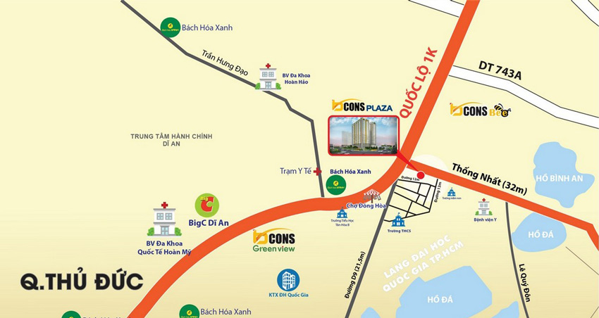 Tiện ích ngoại khu nhà phố Bcons Plaza