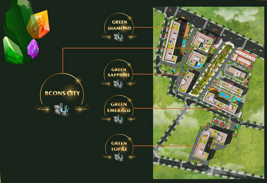 Vị trí tháp Green Sapphire – Bcons City